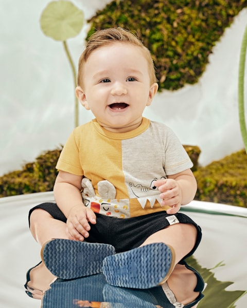 Conjunto Bebê Menino com Estampa Interativa - ReiRex - Mostarda
