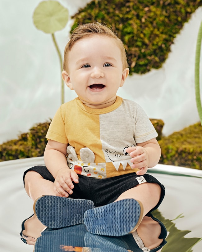 Conjunto Bebê Menino com Estampa Interativa - ReiRex - Mostarda-d1297764-ed82-4fb8-a393-2723d7deb5f3
