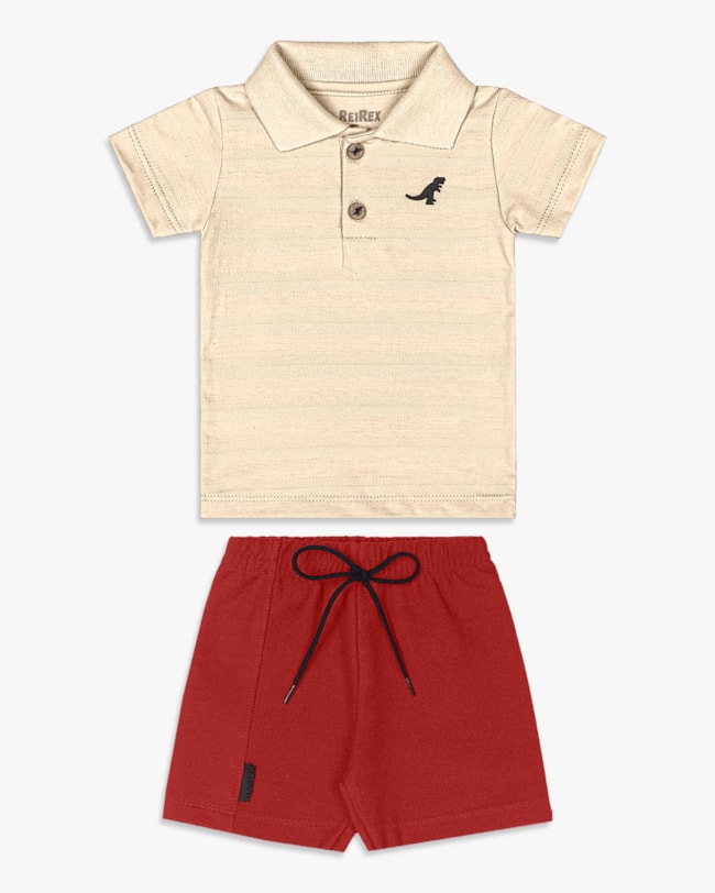 Conjunto Bebê Menino com Polo e Bermuda - ReiRex - Tapioca-a496da70-a71c-4abb-a89a-f70fd2ce03a6