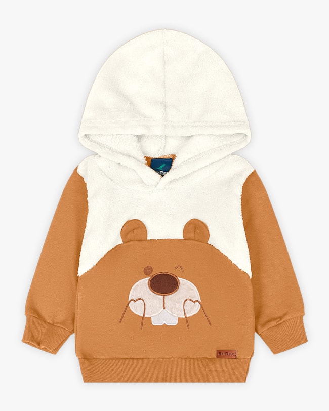 Conjunto Bebê Menino em Moletom e Pelúcia Estampa Urso -ReiRex - Natural-2e79f089-65d3-469e-a832-0ef85422983c
