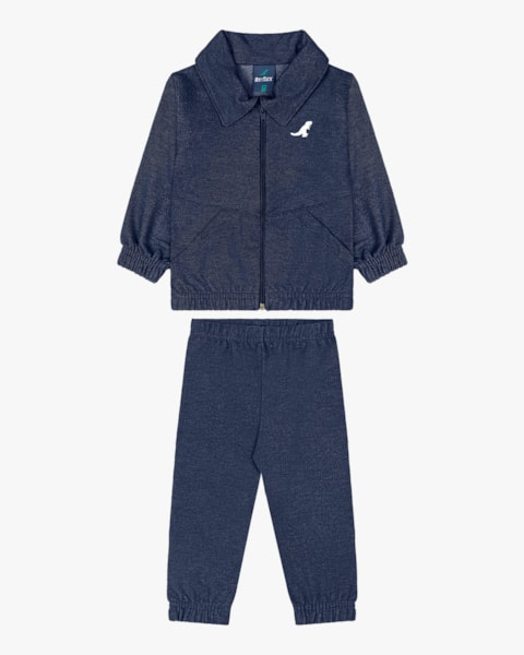 Conjunto Bebê Menino Jaqueta e Calça em Moletom - ReiRex - Azul
