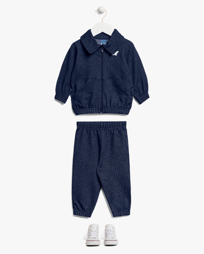 Conjunto Bebê Menino Jaqueta e Calça em Moletom - ReiRex - Azul-921ef732-82ea-4e68-9a6c-f7abcfc65086