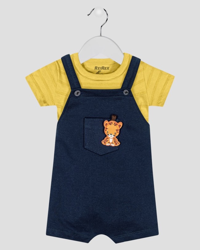 Conjunto Bebê Menino Jardineira e Camiseta ReiRex Amarelo-6a8ef267-19c1-44ac-a09b-3284eb9ea384