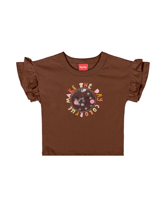 Conjunto Blusa com Babado e Shorts Menina Kely Kety Chocolate-382548d1-5cb1-461a-ae57-6e7382237ce2