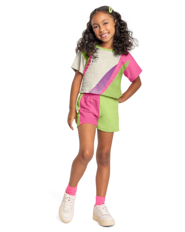Conjunto Blusa e Shorts com Recortes Menina Kely Kety