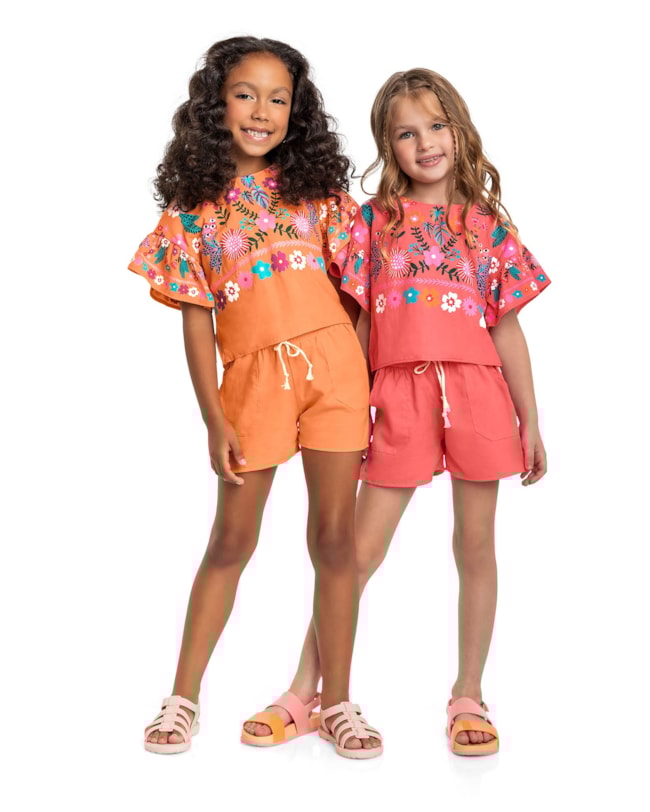 Conjunto Blusa e Shorts em Tecido Menina Kely Kety-28e5a00a-251f-4d74-abc1-44b3d0641a6e