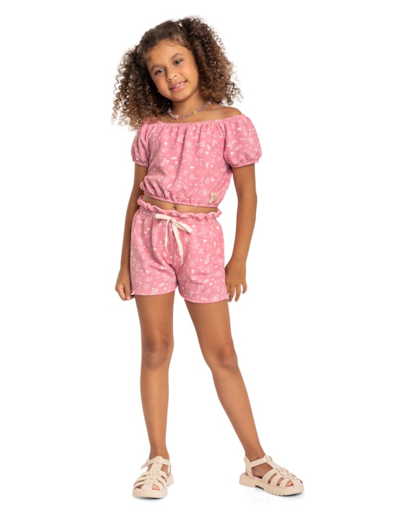 Conjunto Blusa e Shorts Estampado Menina Kely Kety