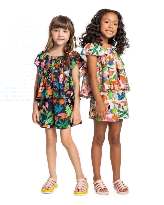 Conjunto Blusa e Shorts Estampado Menina Kely Kety-c0299884-7e92-463d-9e02-9f3184e5fa69