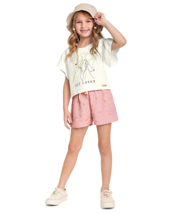 Conjunto Blusa e Shorts Estampado Menina Kely Kety