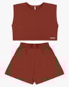Conjunto Blusa e Shorts Moletinho Flamê - Cereja Rosa - Ferrugem-fd228364-e004-4cdb-b1c6-511eb2c83a91