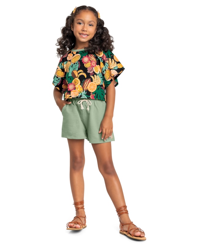 Conjunto Blusa Estampada e Shorts Menina Kely Kety-101bf219-c216-4a4c-b8fa-c19dfb554089