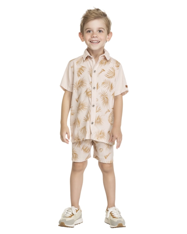 Conjunto Camiseta e Bermuda Estampado Menino ReiRex