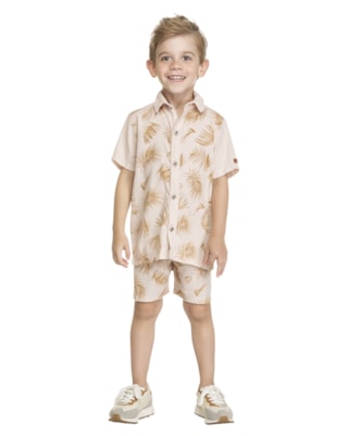 Conjunto Camiseta e Bermuda Estampado Menino ReiRex