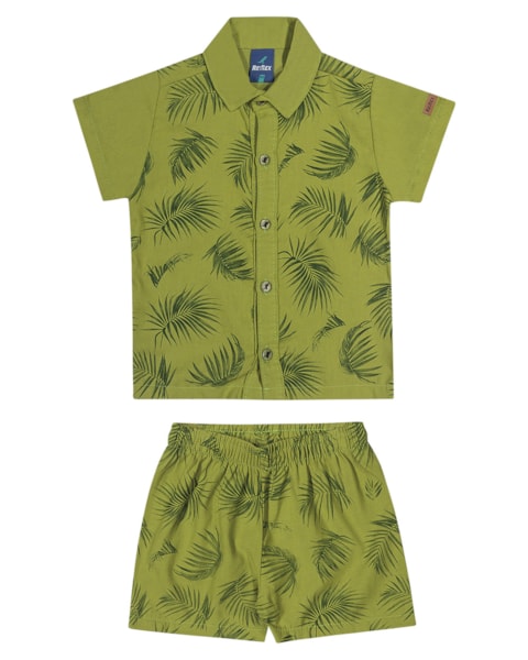 Conjunto Camiseta e Bermuda Estampado Menino ReiRex