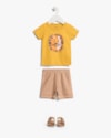 Conjunto Curto Bebê Menino com Estampa Leãozinho - ReiRex - Mostarda-efae0150-d056-487b-8c75-ca40f1f48ed1