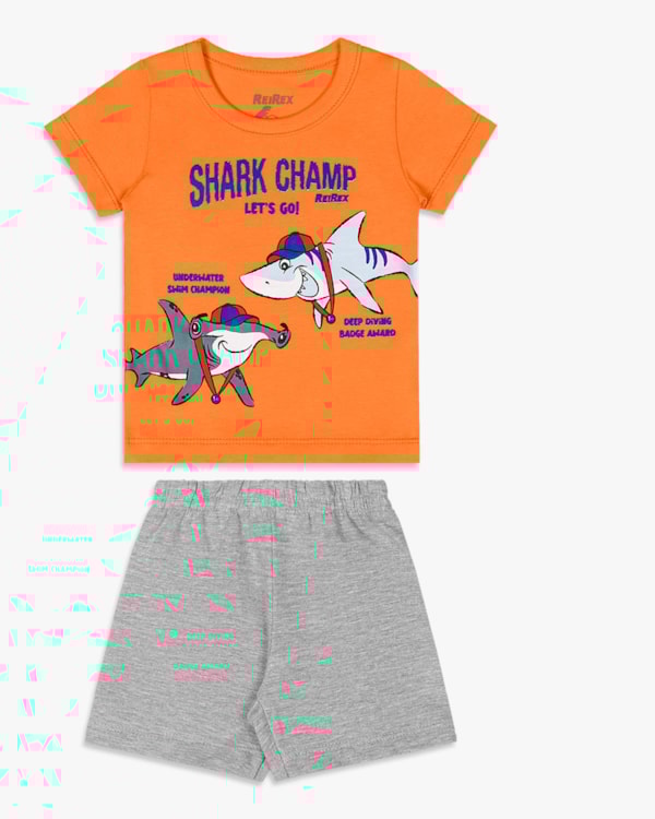 Conjunto Curto Bebê Menino com Estampa Tubarão - ReiRex - Nectarine