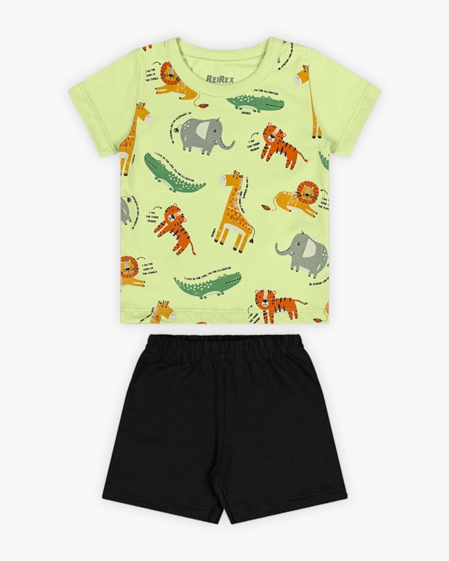 Conjunto Curto Bebê Menino Estampa Animais - ReiRex - Matcha-7b257063-812e-41fc-93ac-8ad2dae3975e