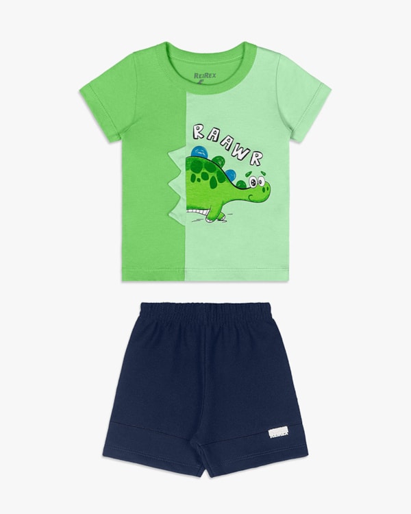 Conjunto Curto Bebê Menino Estampa Interativa - ReiRex - Pistache Pistache