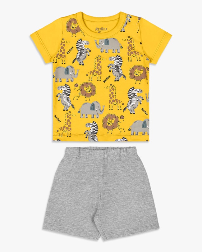 Conjunto Curto Bebê Menino Estampa Safari - ReiRex - Sol-20afee3f-d6df-41bb-926b-f651f0b7eb2b
