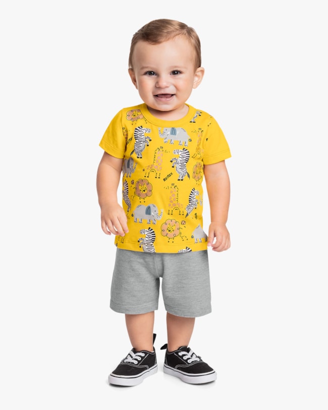 Conjunto Curto Bebê Menino Estampa Safari - ReiRex - Sol-f9ed5181-0178-4494-9365-0ff6ee689cc8