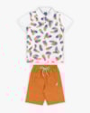 Conjunto Curto Infantil com Camisa Polo Estampada - ReiRex - Branco-547ecc11-225a-49df-a9a0-bb8e57a4821f