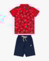 Conjunto Curto Infantil com Camisa Polo Estampada - ReiRex - Tomato-594de9b9-fabe-409c-9f28-d8a7af12e87f