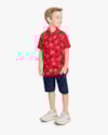 Conjunto Curto Infantil com Camisa Polo Estampada - ReiRex - Tomato-ac463236-4a3b-413b-a889-9421828065d7
