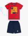 Conjunto Curto Infantil Masculino Estampa Aeroporto - ReiRex - Tomato-88b438f6-1b9b-4898-8b31-2a51527ed3af