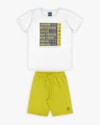 Conjunto Curto Infantil Masculino Estampa Destinos - Rei Rex - Branco-111da491-d408-4a9f-8149-6a75f1fb190e