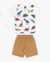 Conjunto Curto Infantil Masculino Estampa Dinossauros - ReiRex - Branco-33e74411-d987-4a35-87f1-e31ff646a885