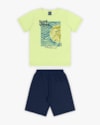 Conjunto Curto Infantil Masculino Estampa Ondas de Surf- Rei Rex - Matcha-5444f7b4-911f-4651-a186-954bda6e44f6