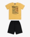 Conjunto Curto Infantil Masculino Estampa Ondas de Surf- Rei Rex - Mostarda-67c973e0-aeb3-47bd-b4d5-3848c8645ed0