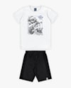 Conjunto Curto Infantil Masculino Estampa Palmeiras- Rei Rex - Branco-7c913410-d840-48ad-96ee-ba09025aa245