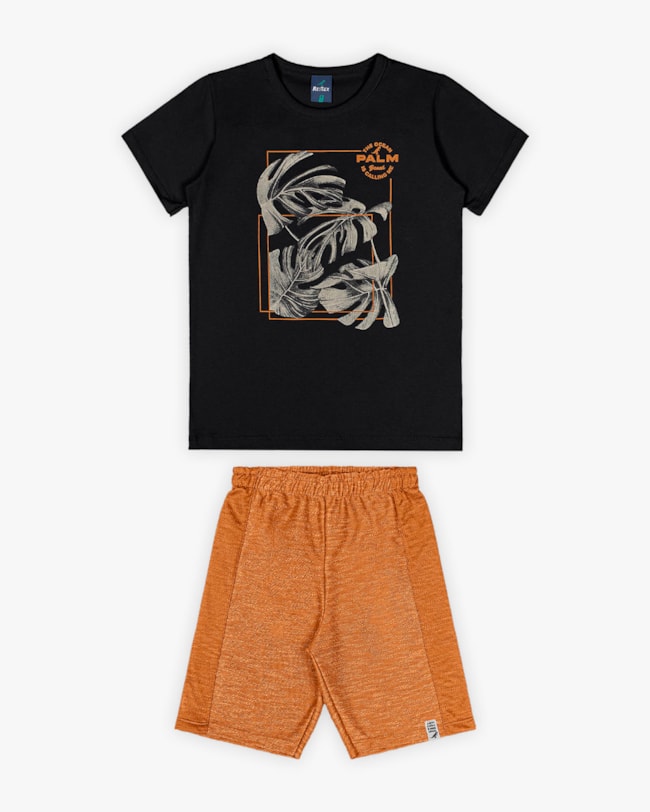 Conjunto Curto Infantil Masculino Estampa Palmeiras- Rei Rex - Preto-2346dc5c-c4a3-40c8-af6e-2b3080bff166
