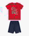 Conjunto Curto Infantil Masculino Estampa Palmeiras- Rei Rex -Tomato-9a261608-3dd8-45b1-bdf1-5250245a78be