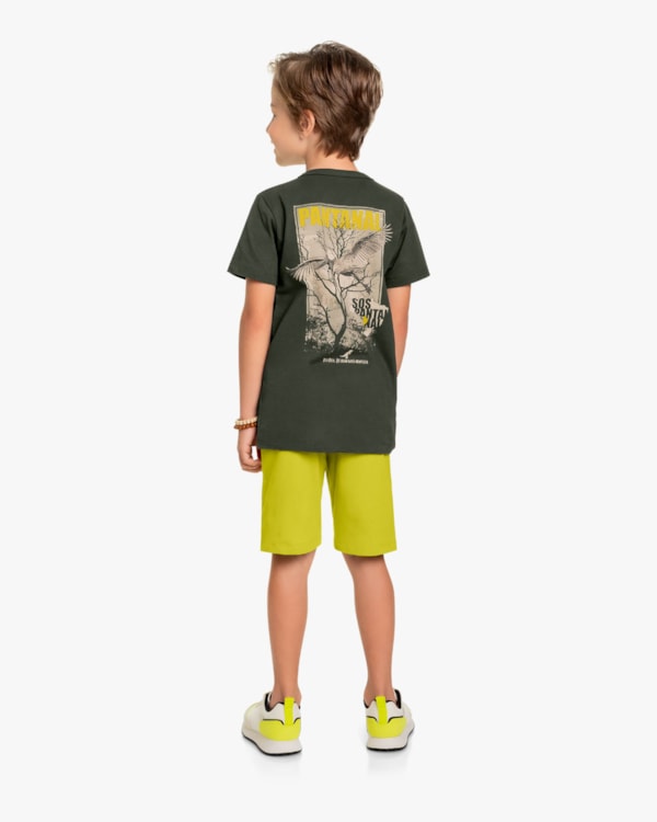 Conjunto Curto Infantil Masculino Estampa Pantanal - Rei Rex - Basílico
