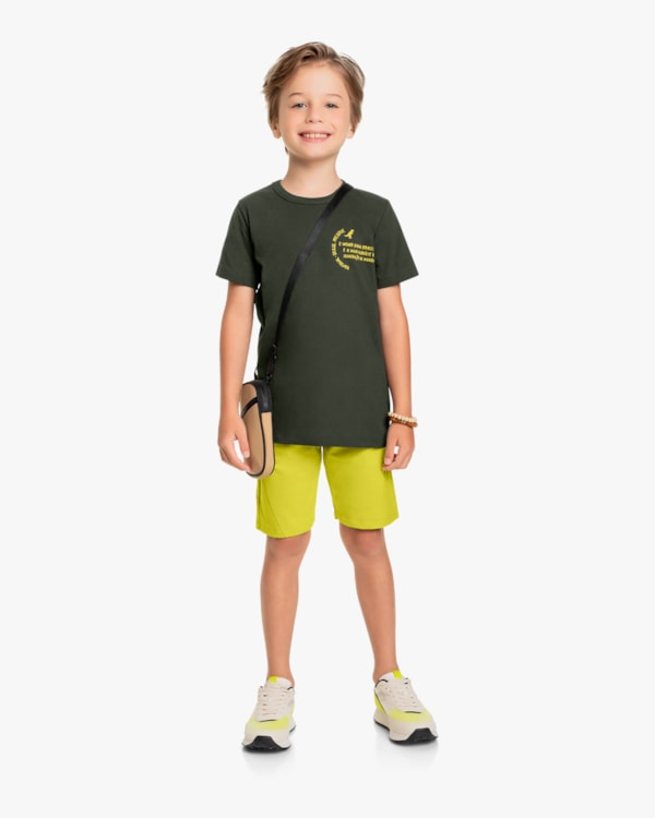 Conjunto Curto Infantil Masculino Estampa Pantanal - Rei Rex - Basílico