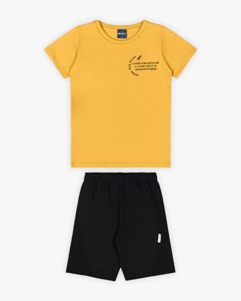 Conjunto Curto Infantil Masculino Estampa Pantanal - Rei Rex - Mostarda
