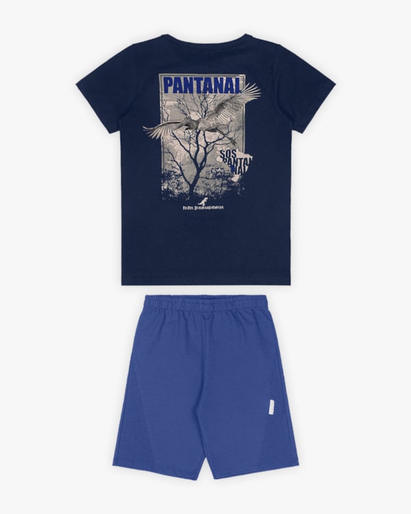 Conjunto Curto Infantil Masculino Estampa Pantanal - Rei Rex - Oxford