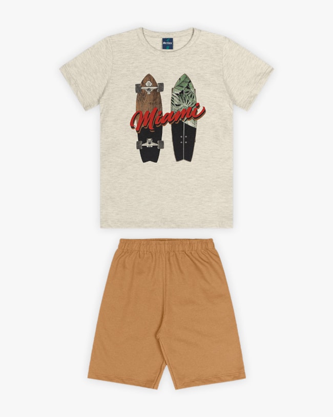 Conjunto Curto Infantil Masculino Estampa Skate - ReiRex - Mescla-2a167f10-18ef-465b-9222-5b1853d823fb