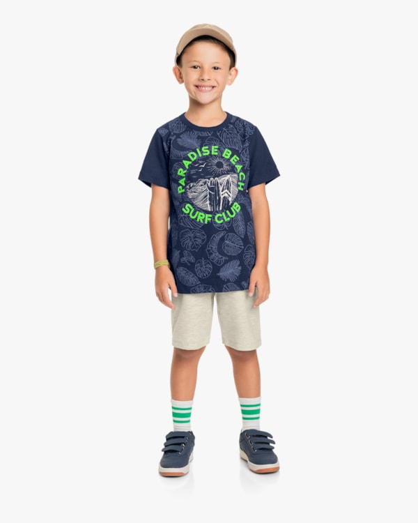 Conjunto Curto Infantil Masculino Estampa Surf - ReiRex - Oxford