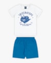Conjunto Curto Infantil Masculino Estampa Triceratops - ReiRex - Branco-a9410938-7344-44dc-a04c-7a2f915d3c6b