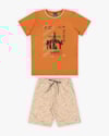 Conjunto Curto Infantil Masculino Estampa Viagem - ReiRex - Amarelo-0d93a273-6a32-4e08-8ec5-c022d27855d9