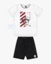 Conjunto Curto Infantil Masculino Estampa Viagem - ReiRex - Branco-e3c71489-a02a-4060-bb58-4cebf23d237a