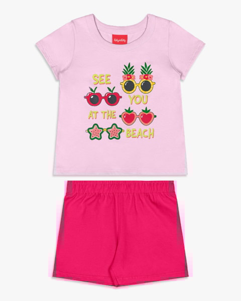 Conjunto Curto Infantil Menina com Estampa - Kely Kety - Astral