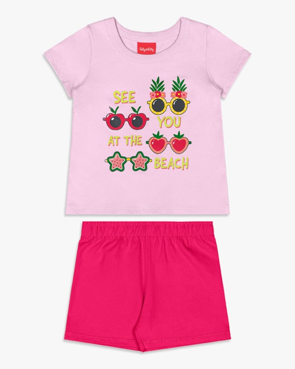 Conjunto Curto Infantil Menina com Estampa - Kely Kety - Astral