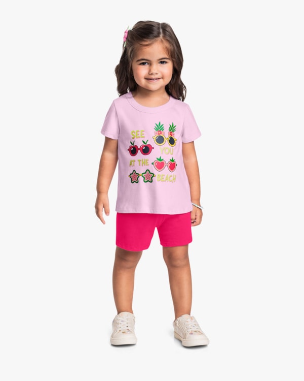 Conjunto Curto Infantil Menina com Estampa - Kely Kety - Astral