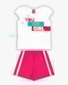 Conjunto Curto Infantil Menina com Estampa - Kely Kety - Branco-46a887e0-d159-43bb-9749-72b6c332a520