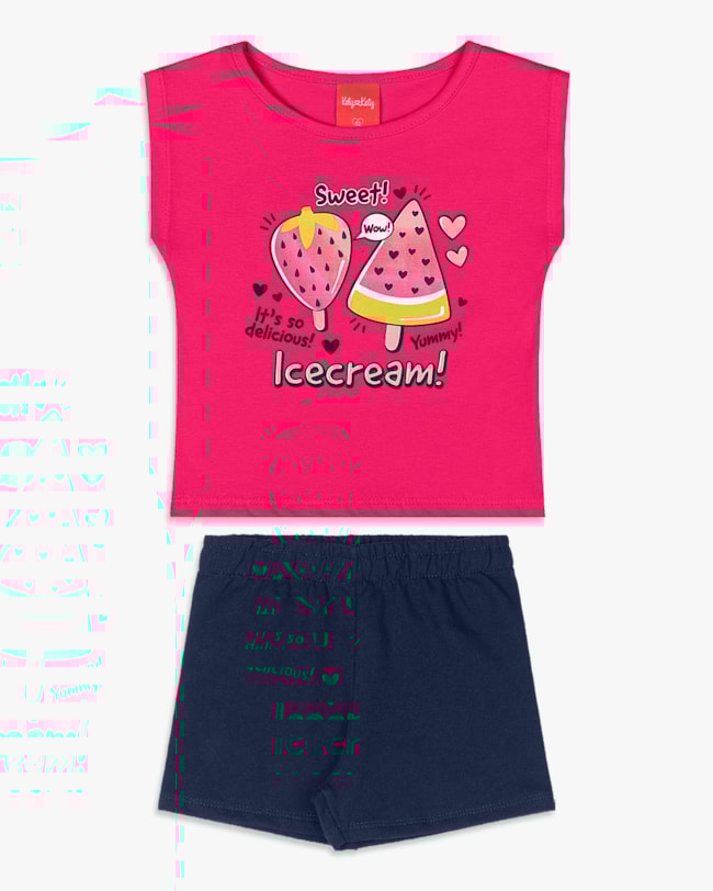 Conjunto Curto Infantil Menina com Estampa - Kely Kety - Cherry-2638d6c1-9a42-480a-8227-7016bbdbd852