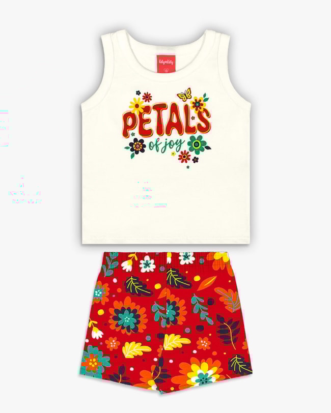 Conjunto Curto Infantil Menina em Meia Malha- Kely Kety - Natural-8027efd9-8019-4a42-886b-985d8670a033